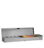 Image of HTW18-SS 9 x 1/3GN Refrigerated Countertop Food Prep Topping Unit With Stainless Steel Lid