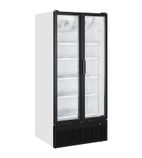 FS890H 707 Ltr Upright Double Hinged Glass Door White Back Bar Bottle Cooler