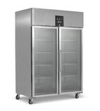 BF2SSCR 1300 Ltr Upright Double Hinged Glass Door Stainless Steel Display Freezer