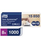 Xpressnap DB466 Extra Soft Dispenser Napkin White 2Ply 1/2 Fold (Pack of 8 x 1000)