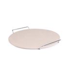 CL714 Round Pizza Stone with Metal Serving Rack 15"