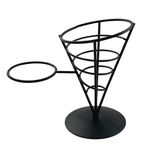 Image of CZ641 Wire French Fry Cone And Ramekin Holder Black