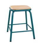 FB932 Cantina Low Stools with Wooden Seat Pad Teal (Pack of 4)