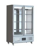 FSL800G 800 Ltr Upright Double Hinged Glass Door Stainless Steel Display Fridge