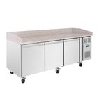 U-Series UA082 634 Ltr 3 Door Stainless Steel Refrigerated Prep Counter With Granite Worktop
