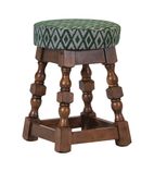FT407 Classic Rubber Wood Low Bar Stool with Green Diamond Seat (Pack of 2)
