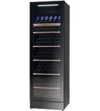 WFG185 414 Ltr Upright Single Glass Door Black Dual Zone Wine Cooler