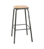 FB936 Cantina High Stools with Wooden Seat Pad Metallic Grey (Pack of 4)