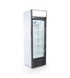 HEF957 278 Ltr Upright Single Glass Door Black Display Fridge With Canopy