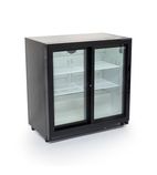 Image of HEC818 193 Ltr Undercounter Double Sliding Glass Door Black Back Bar Bottle Cooler
