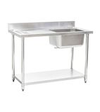 Image of HEF722 1000w x 600d mm Stainless Steel Single Sink With Left Hand Drainer