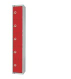 CG613-CNS Five Door Coin Return Locker with Sloping Top Red