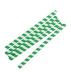 FB148 Paper Smoothie Straws Green Stripes 210mm (Pack of 250)