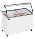 Image of IC300SCE+CANOPY 7 x Napoli Pan Tub White Curved Glass  Ice Cream Display Freezer With Canopy