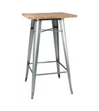 FB599 Bistro Bar Table with Wooden Top Galvanised Steel (Single)