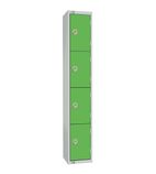W957-CNS Elite Four Door Coin Return Locker with Sloping Top Green