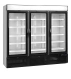 Image of NC7500G 1784 Ltr Upright Triple Hinged Glass Door White Display Fridge With Canopy