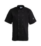 A439-3XL Vegas Unisex Chefs Jacket Short Sleeve Black 3XL