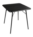 CS731 Square Slatted Steel Table Black 700mm