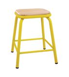 FB935 Cantina Low Stools with Wooden Seat Pad Yellow (Pack of 4)