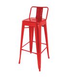 DL872 Red Steel Bistro High Stool with Back Rest (Pack of 4)