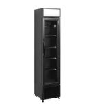 FSC175H BLACK 182 Ltr Upright Single Glass Door Black Simline Display Fridge With Canopy