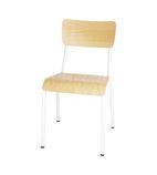 FB945 Cantina Side Chairs with Wooden Seat Pad and Backrest White (Pack of 4)