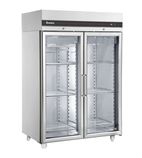 CEP2144CR 1432 Ltr Upright Double Hinged Glass Door Stainless Steel Display Fridge