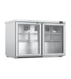 Image of HR360G 360 Ltr  Undercounter Double Hinged Glass Door Stainless Steel Display Fridge