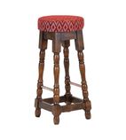FT400 Classic Rubber Wood High Bar Stool with Red Diamond Seat (Pack of 2)