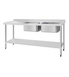 DY828 1800w x 600d mm Stainless Steel Double Sink With Left Hand Drainer