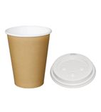 SA437 Special Offer  Brown 340ml Hot Cups and White Lids