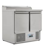 KXCC2-SAL 240 Ltr 2 Door Stainless Steel Refrigerated Pizza / Saladette Prep Counter