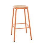 FB940 Cantina High Stools with Wooden Seat Pad Orange (Pack of 4)