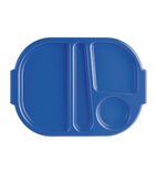 U038 Large Polycarbonate Compartment Food Trays Blue 375mm