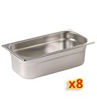 S409 Stainless Steel Gastronorm Tray Set 8 x 1/4 100mm (Pack of 8)
