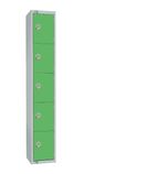 CG614-PS Five Door Locker with Sloping Top Green Padlck
