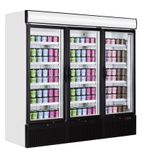 Image of NF7500G 1784 Ltr Upright Triple Hinged Glass Door White Display Freezer