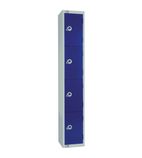 W947-CNS Elite Four Door Coin Return Locker with Sloping Top Blue
