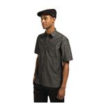 B075-L Detroit Black Denim Short Sleeve Shirt L