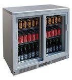 G-Series CC601 223 Ltr Undercounter Double Sliding Glass Door Silver Back Bar Bottle Cooler