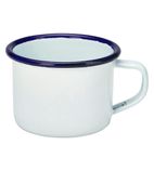 BK189 Enamel Mug White With Blue Rim 12cl 4.2oz