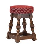 FT404 Classic Rubber Wood Low Bar Stool with Red Diamond Seat (Pack of 2)