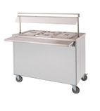 Focus 2FBM 840mm Wide Mobile Hot Cupboard with Bain Marie Top, Quartz Gantry with Sneeze Guard & Fold Down Trayslide