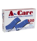 Image of CB442 A-care detectable blue plasters extra wide strip 75X25MM - (Box of 100)