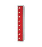 CE108-PS Eight Door Locker with Sloping Top Red Door Padlock