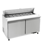 U-Series GD883 527 Ltr 2 Door Stainless Steel Refrigerated Pizza / Saladette Prep Counter