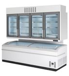 SUPER ARV215DE 760 Ltr White Island Display Chest Freezer With Panoramic Top Glass Lid