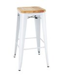 DW739 Bistro High Stools with Wooden Seatpad White (Pack of 4)