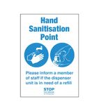 FN845 Hand Sanitisation Point Sign A5 Self-Adhesive
